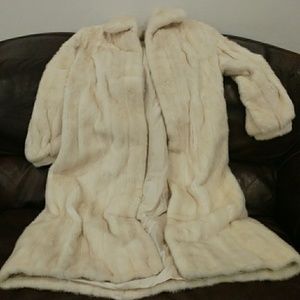 White full length Mink fur coat